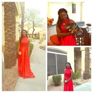 Beautiful Red Two-Piece Red Gown